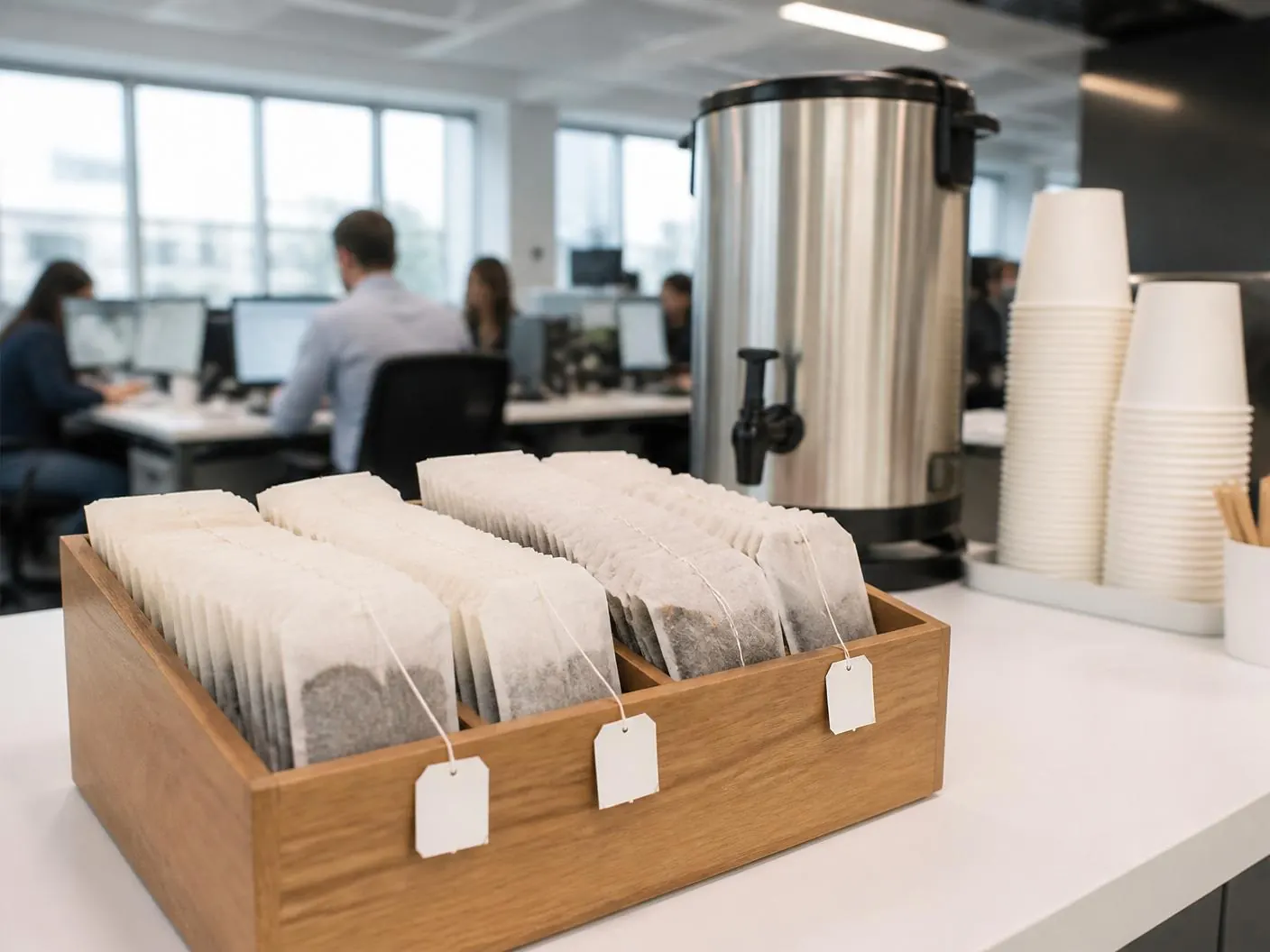 Individual tea bags for office pantries and factory canteens — quick, hygienic chai service for staff